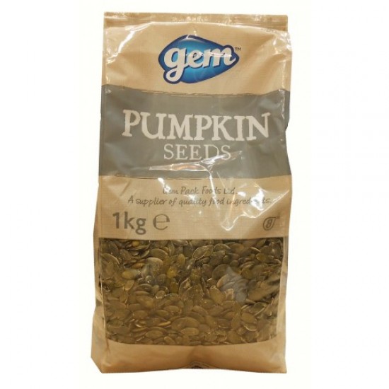 Gem Pumpkin Seeds 1kg in a brown platic bag