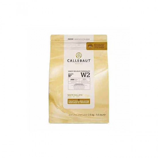 Callebaut White Choc Drops in a cream coloured bag