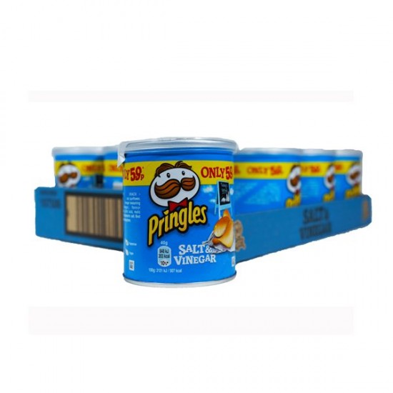 Pringles Salt & Vinegar Crisps in Short Blue Tin