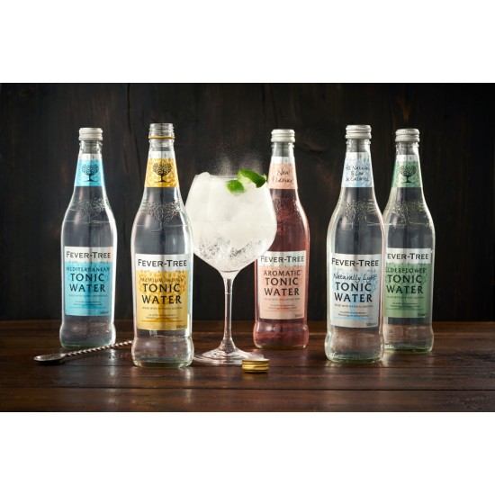 Glass bottle of Fevertree Elderflower Tonic Water 