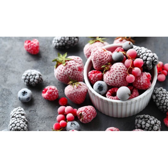 Frozen Forest Fruit Mix in a White Bowl