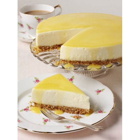 Lemon Cheesecake with One Slice being lifted 