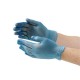 Pair of Hands Wearing Blue Vinyl Gloves Powder Free Size Medium 