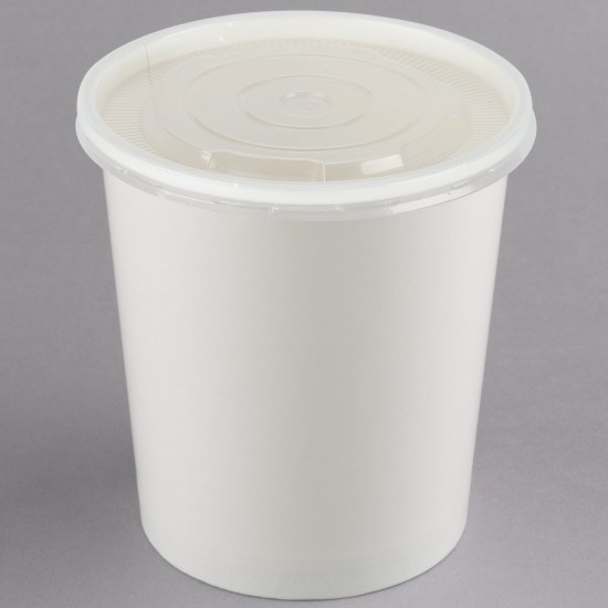 White 16oz Soup Container with Clear Lid 