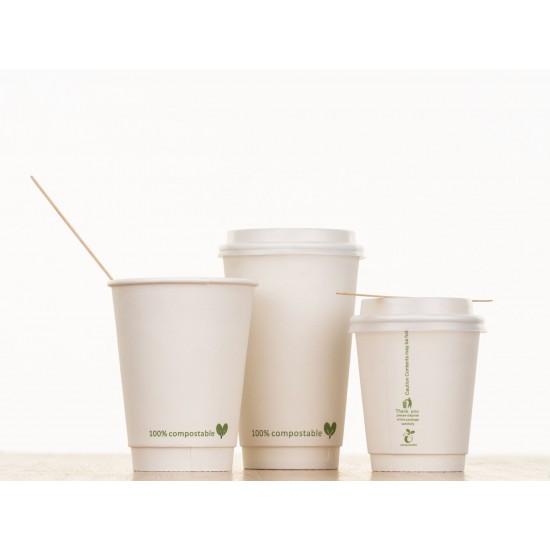 Compostable Doublewalled 8oz White Cup X 500