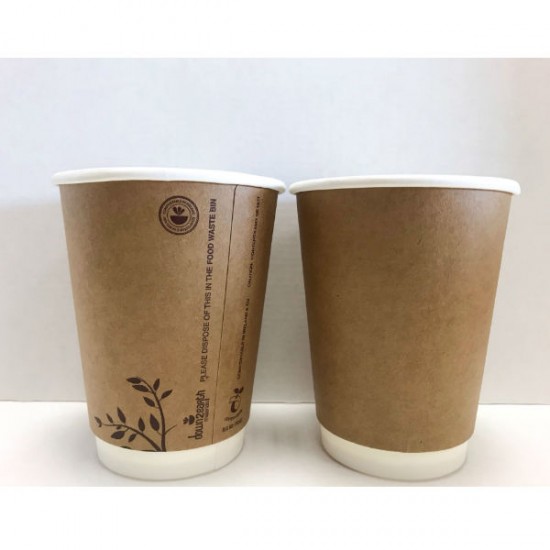 Brown Compostable Doublewalled 12oz Chestnut Cup 