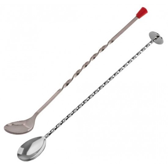 Two stainless steel cocktail spoons