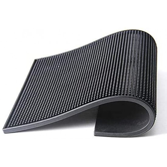 Black Rubber Bar Service Mat 18x12'' Black