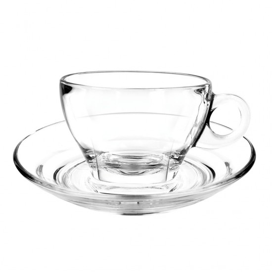 Caffe Premio Glass Coffee Cups And Saucers