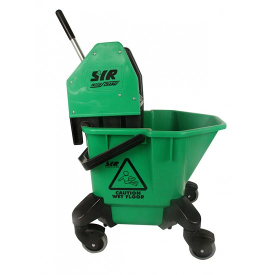 Green wheelie Triangle Bucket Mop Bucket & Wringer Syr Green