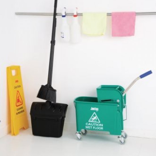 Green wheelie Triangle Bucket Mop Bucket & Wringer Syr Green