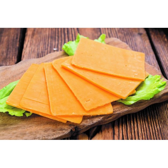 Sliced Red Cheddar on Chopping Board