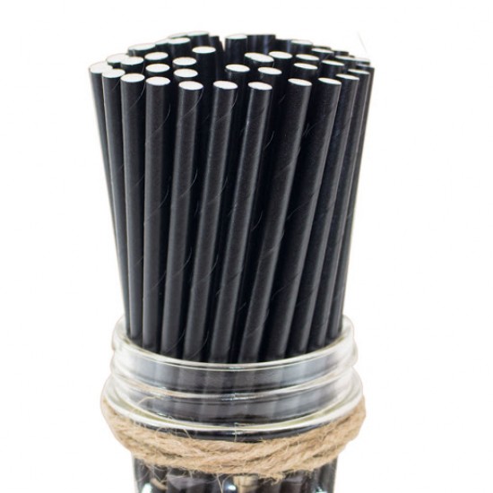 Black Paper Straws in a Jug