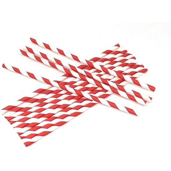 Wrapped Red and White Paper Straws