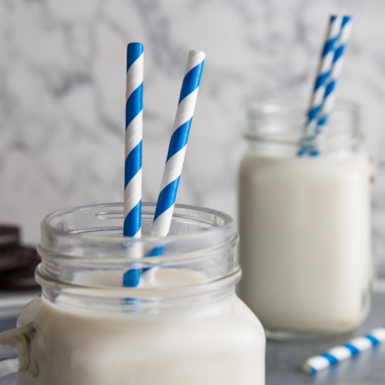 Paper Blue And White Stripe Straws