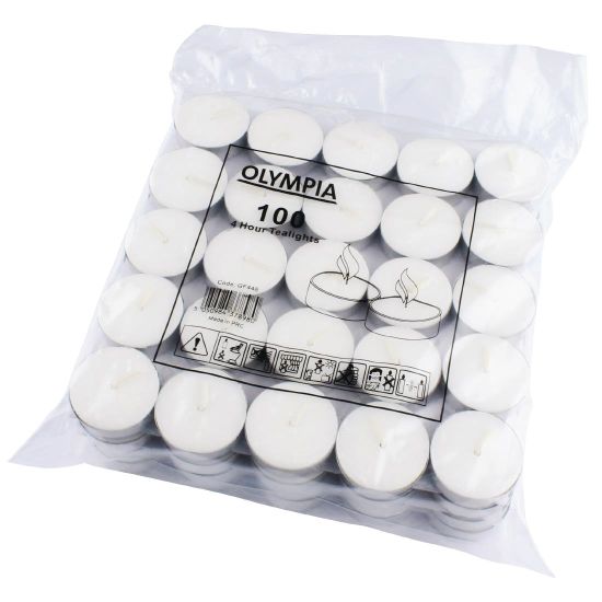 White Mini Olympia 4 Hour Tealight (bag 100)