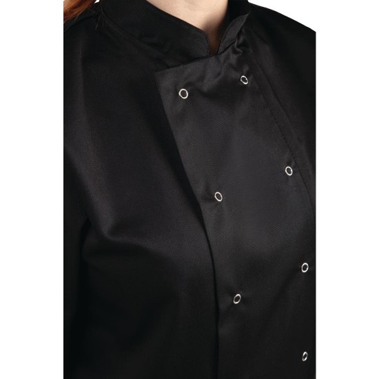 Woman Wearing Black Chefs Jacket