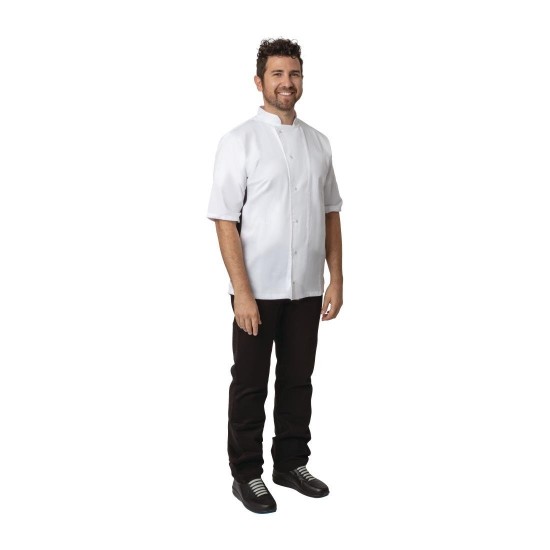 Chef Wearing Nevada White Chefs Jacket With Black Contrast