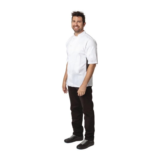 Chef Wearing Nevada White Chefs Jacket With Black Contrast