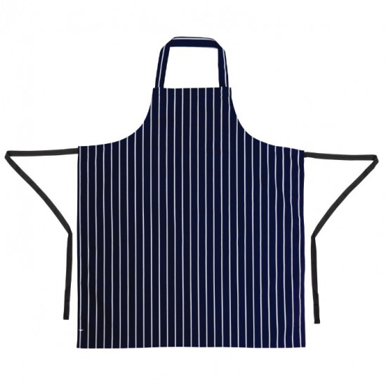 Butchers Bib Apron Navy and White Stripes