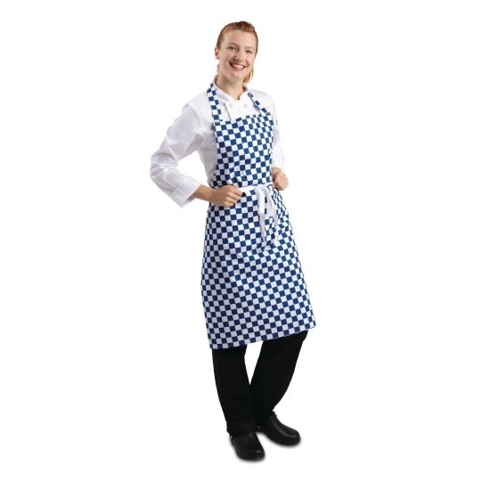 Butchers Bib Apron Navy and White Stripes