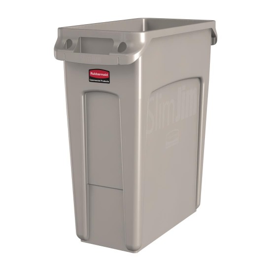 Rubbermaid Slim Jim Container With Venting Channels Beige - 60ltr