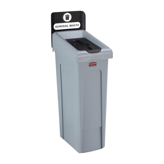 Rubbermaid Slim Jim Recycling Station Single Stream - General Waste (blk)