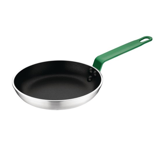 Vogue Frypan Alum Non-stick Teflon Platinum + Green Hndl - 200x35mm