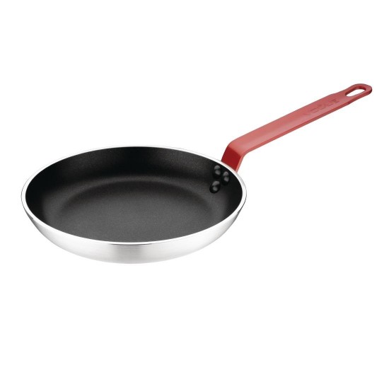 Vogue Frypan Alum Non-stick Teflon Platinum + Red Hndl - 240x40mm