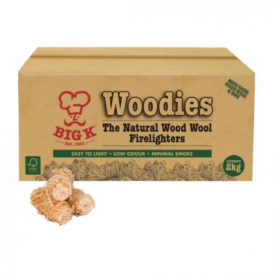 Big K Woodies Natural Wood Wool Firelighters Fsc - 2kg