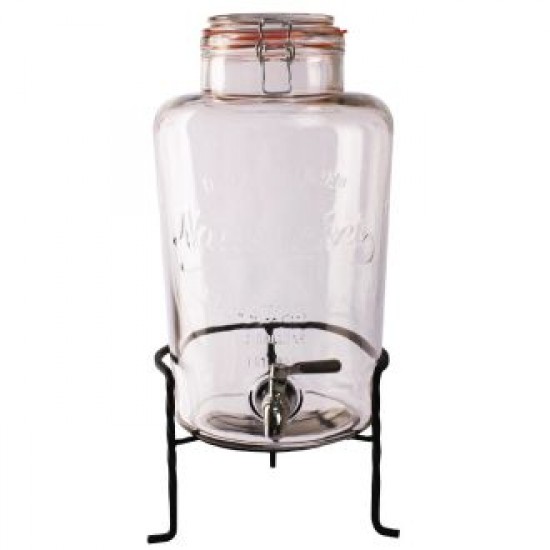 Glass Olympia Nantucket Style Drink Dispenser With Wire Stand