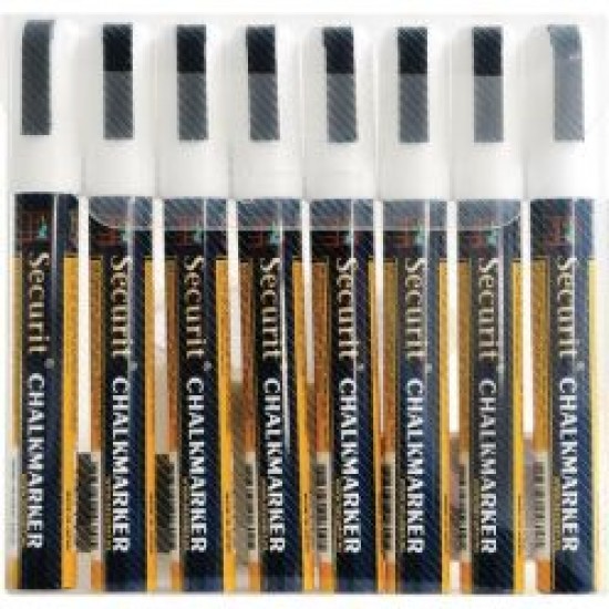 Navy Securit White Narrow Markers - 6mm Nib (pack 8)